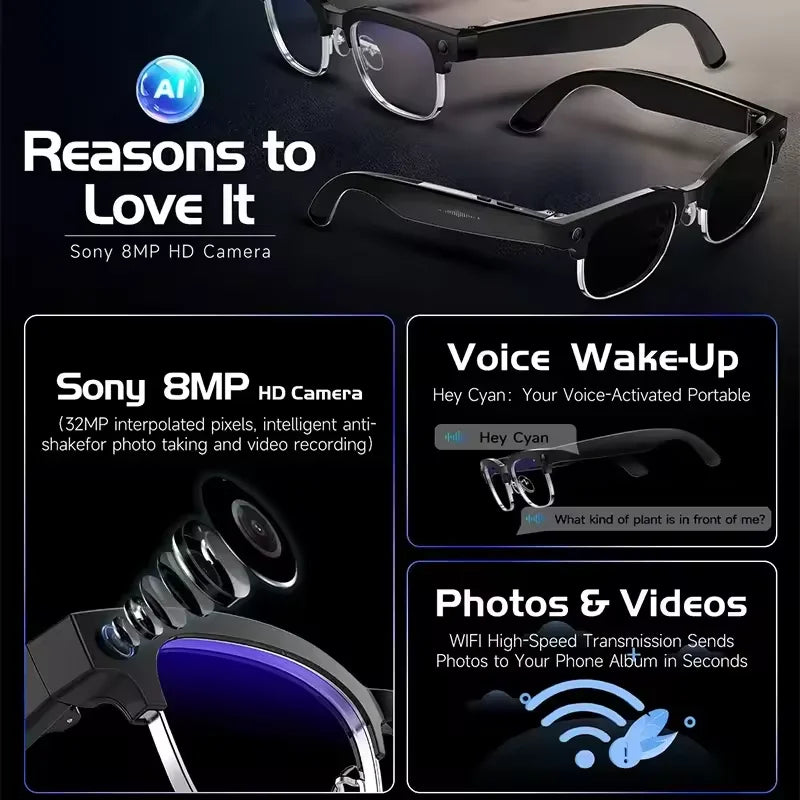 New Business 4K HD Color Change AI Smart Glasses 800W Pixel