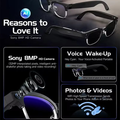 New Business 4K HD Color Change AI Smart Glasses 800W Pixel