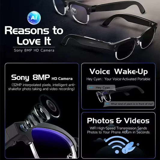 New Business 4K HD Color Change AI Smart Glasses 800W Pixel