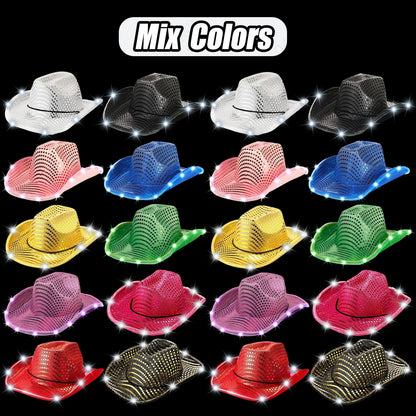 LED Cowboy Hats Bulk for Wedding Lighting up Party Hats
