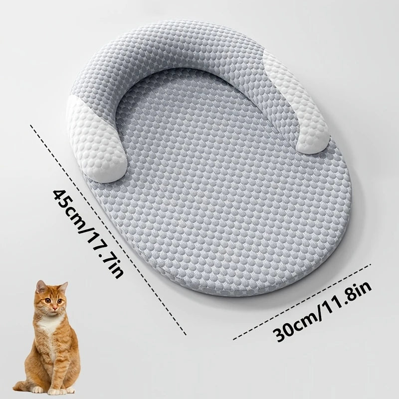 Summer Ice Silk Cooling Dog Bed Oval Breathable Heat Dissipation