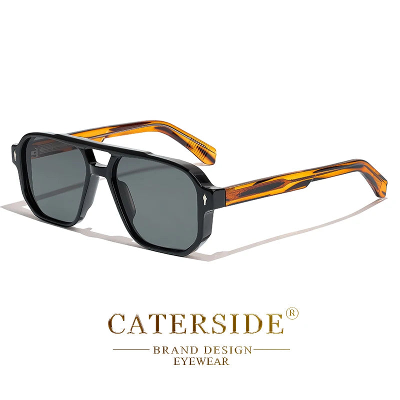 CATERSIDE Vintage Punk Sunglasses Men Flat Top