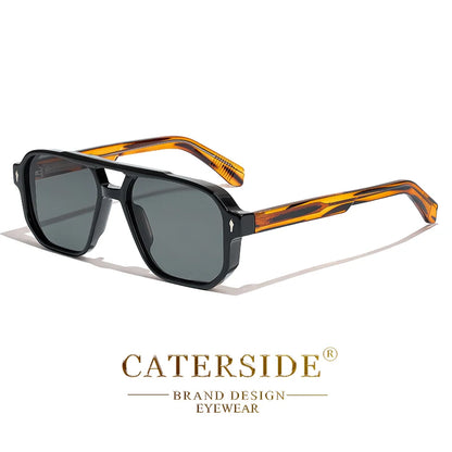 CATERSIDE Vintage Punk Sunglasses Men Flat Top