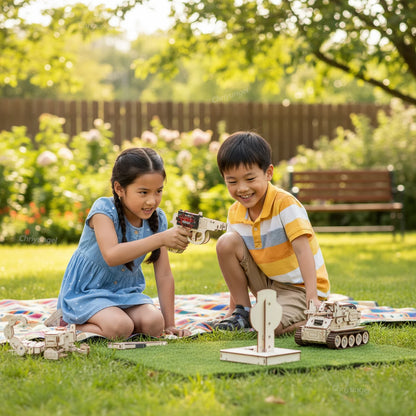 Wooden Target Shooting Game Kit Interactive Toys