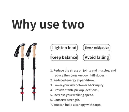 Trekking Poles Carbon Fiber Climbing Stick