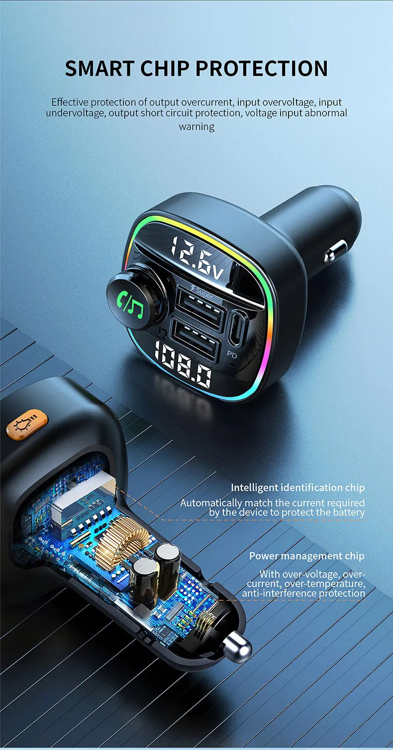 Bluetooth 5.0 FM Transmitter Handsfree Car Radio Modulator