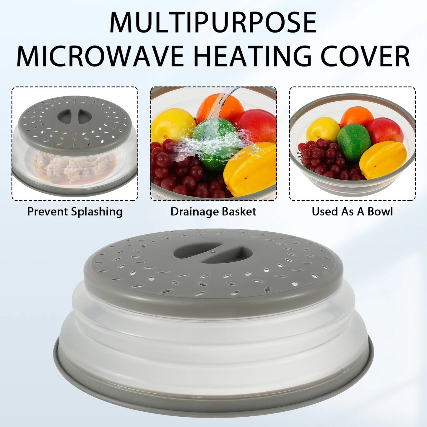 Foldable Microwave Splatter Cover Collapsible with Handle