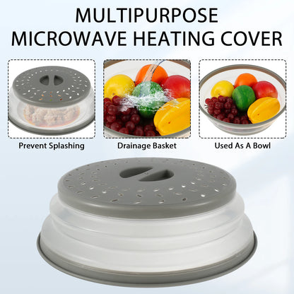Foldable Microwave Splatter Cover Collapsible with Handle