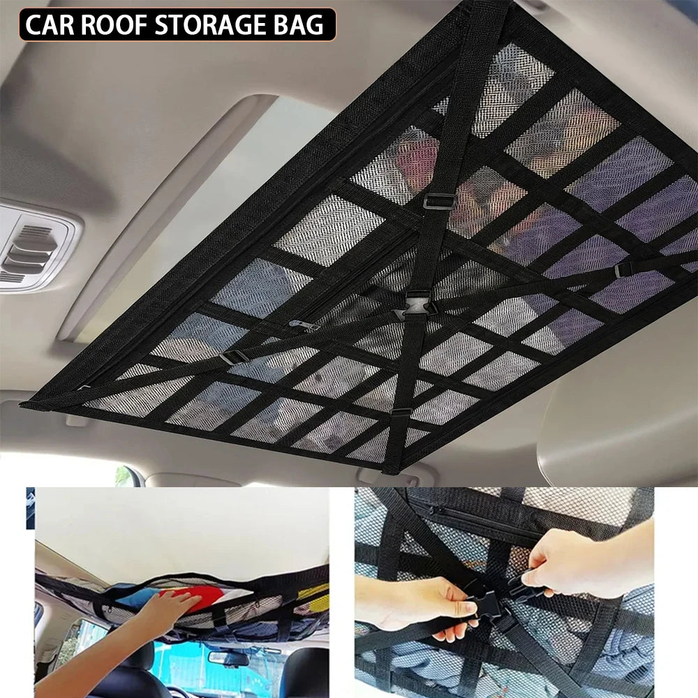 Car Ceiling Storage Net Pocket Auto Stowing Tidying