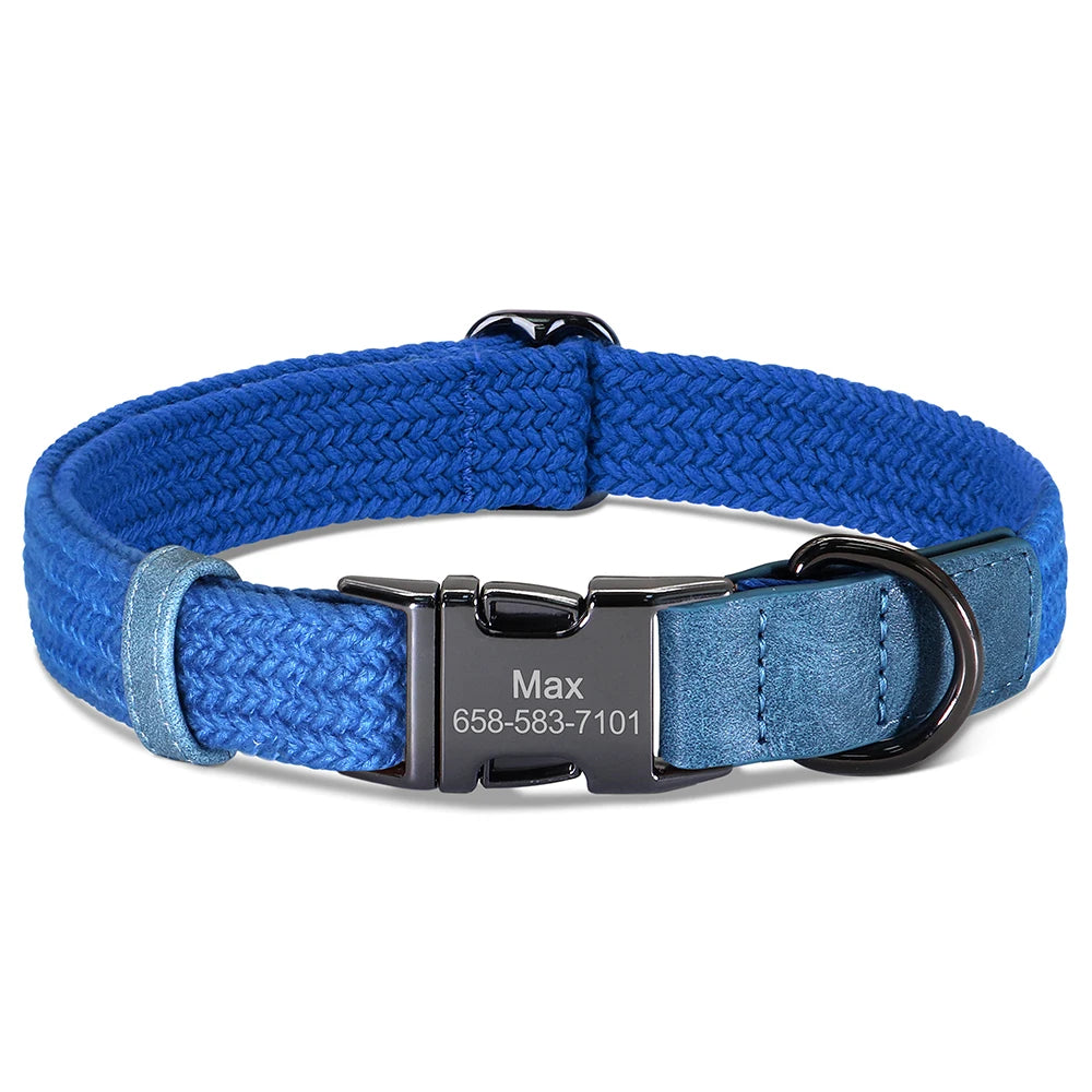 Custom Dog Collar Durable Nylon Free Engraved Pet Name