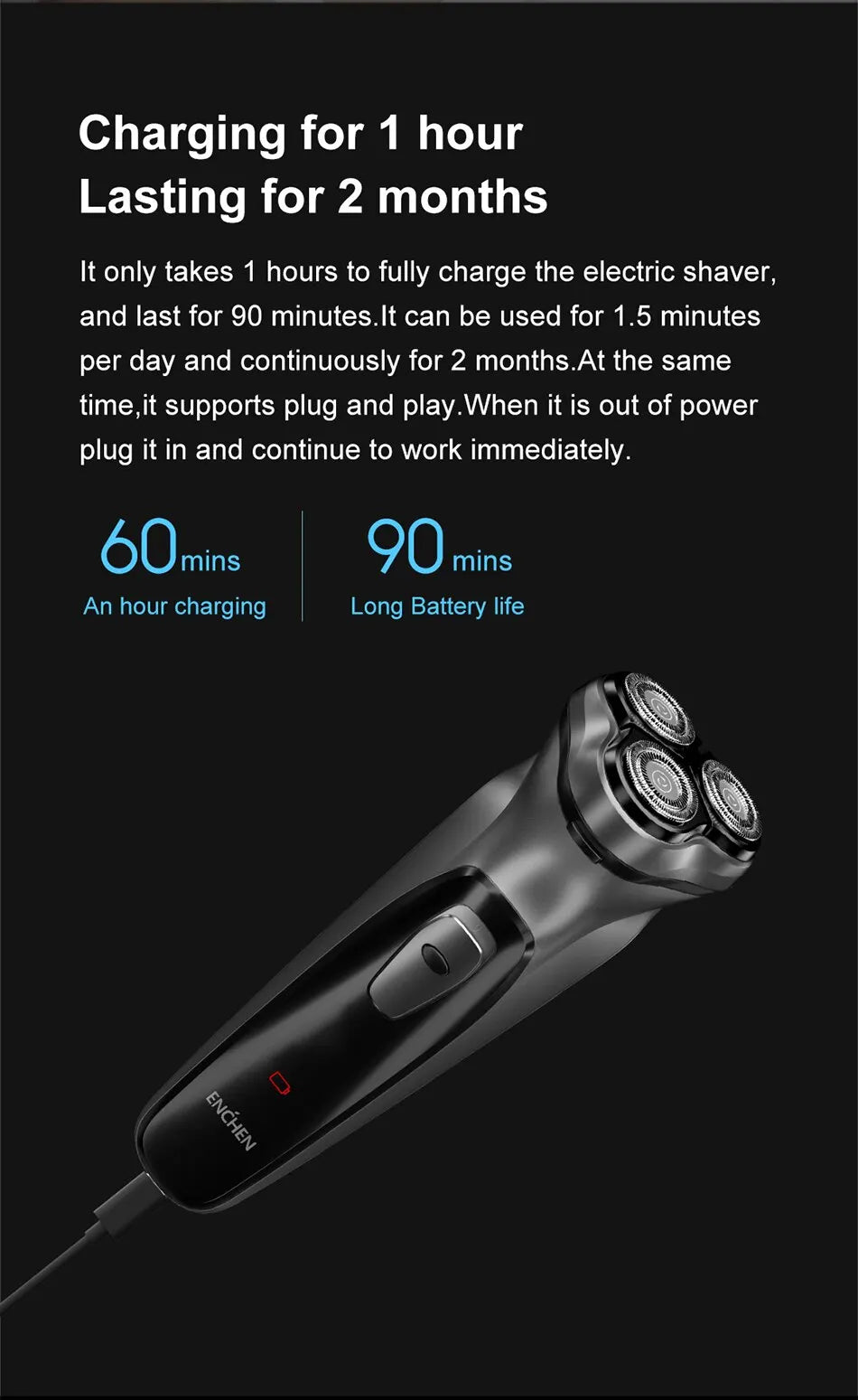 ENCHEN Blackstone Electrical Rotary Shaver for Men