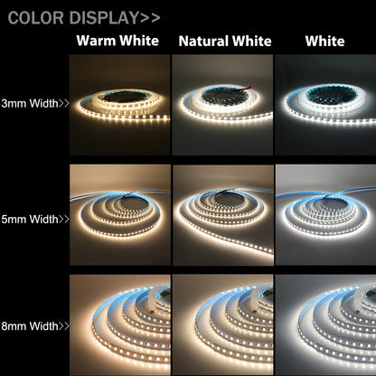 3MM 5MM 8MM Width DC 5V LED Strip 2835 120LEDs