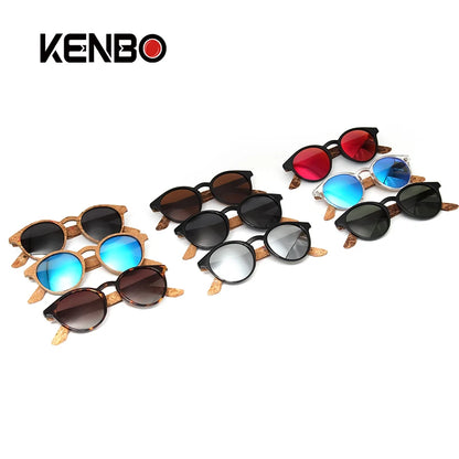 Kenbo Fashion Wood Grain Round Polarized Sunglasses