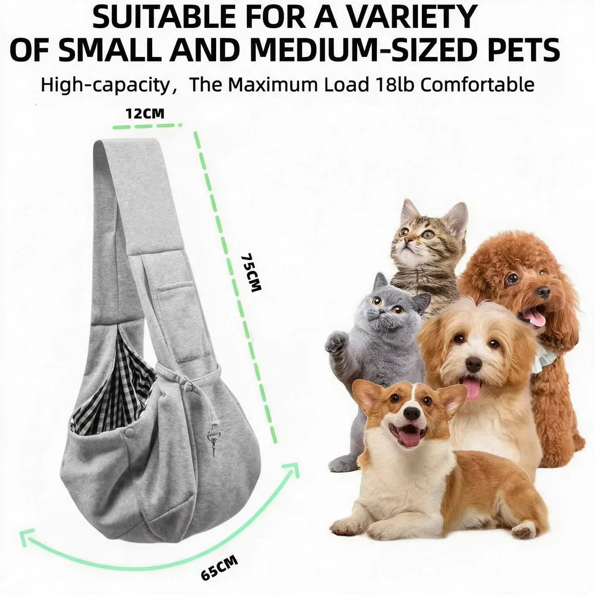 Cotton Comfortable Dog Bag Pet Out Crossbody Shoulder Bag