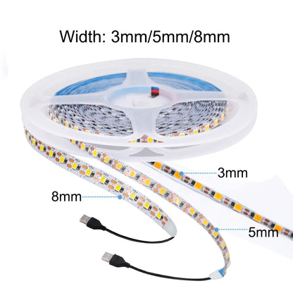 3MM 5MM 8MM Width DC 5V LED Strip 2835 120LEDs