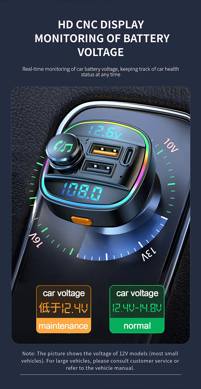 Bluetooth 5.0 FM Transmitter Handsfree Car Radio Modulator