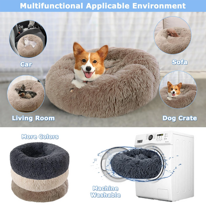 Round Pet Bed for Large Donut Long Plush Bed