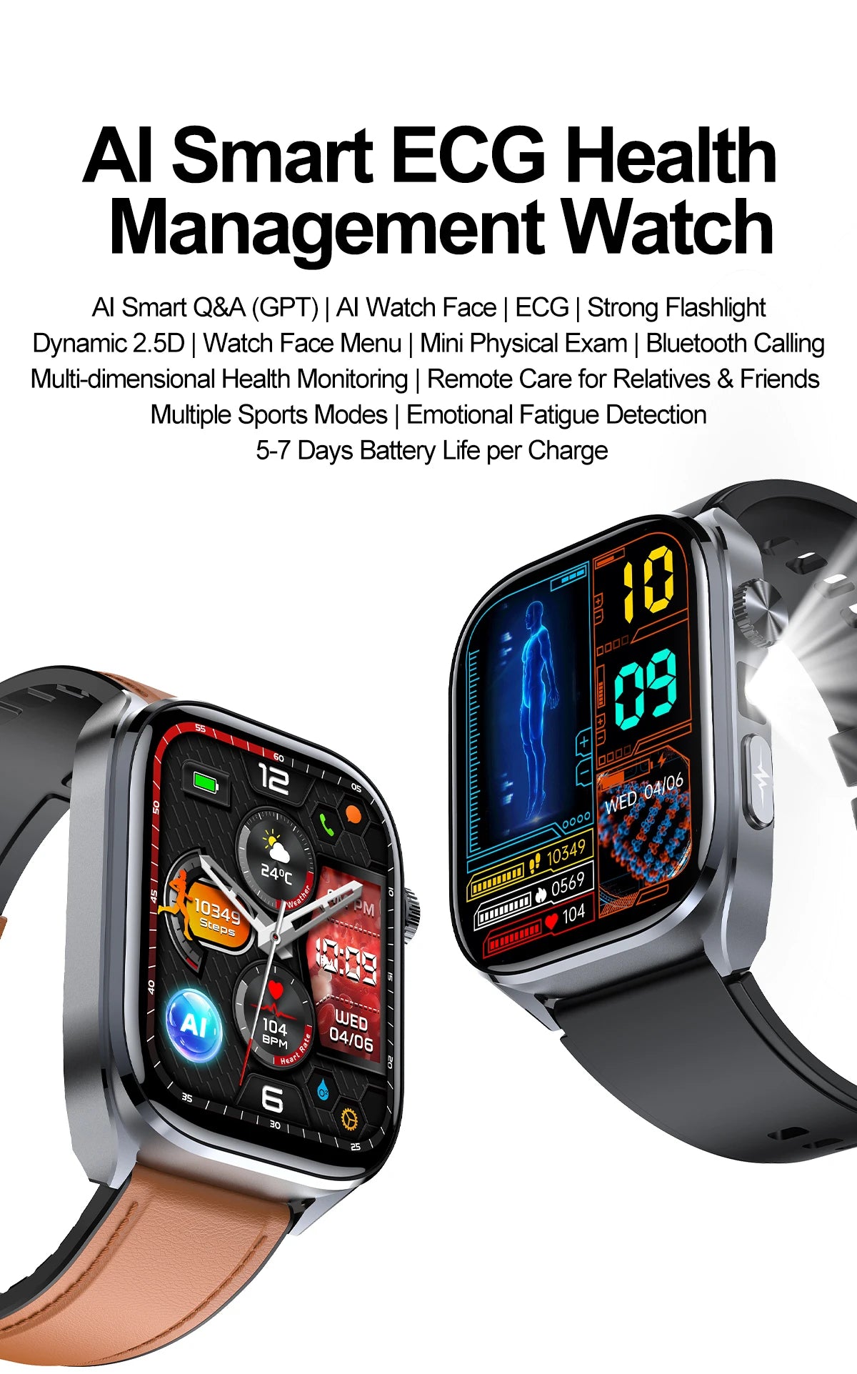 New AI Health Care Accurate detection ECG Smart Watch