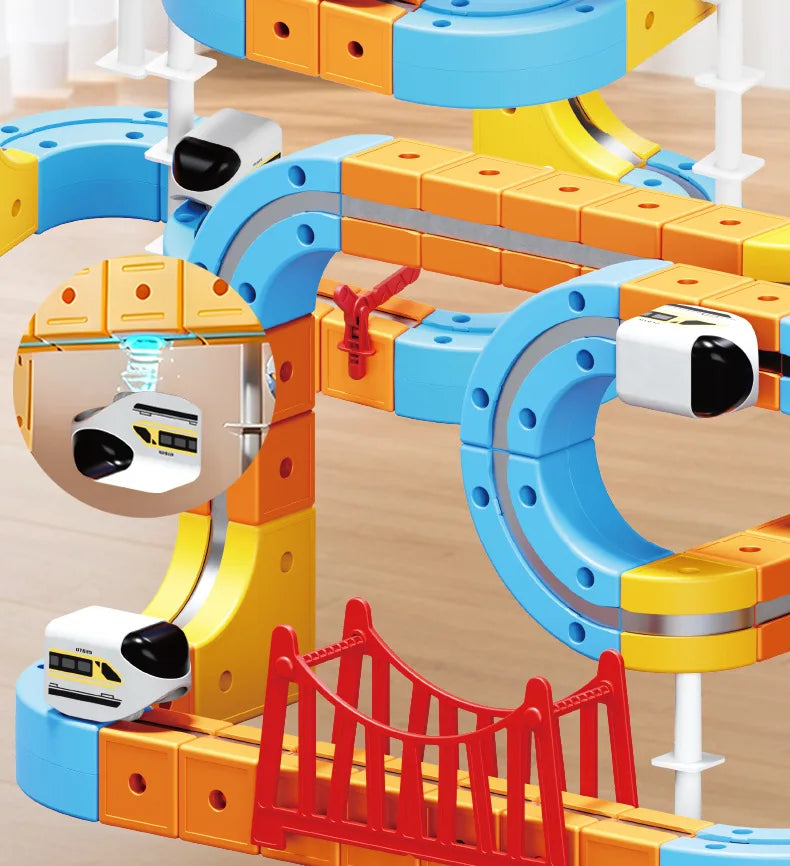 Magnetic Train Set DIY 3D Cube Track Electric Train Set