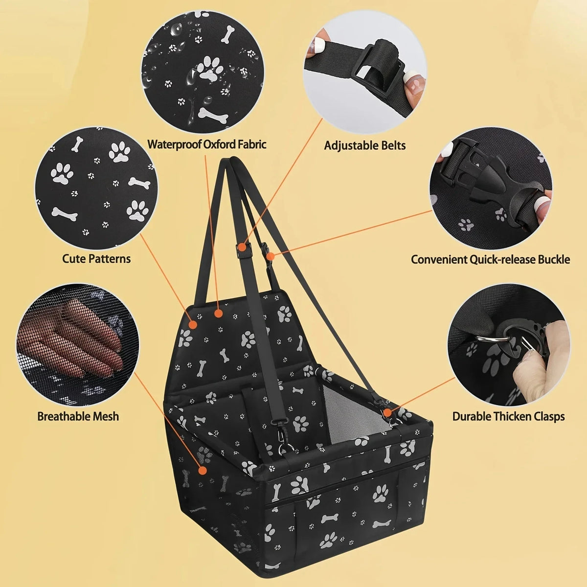 Pet Reinforce Car Booster Seat for Dog Carrier
