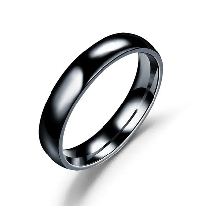 Simple 4mm 6mm Titanium Ring Women Men Prevent Allergy