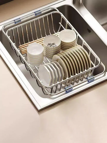 Stainless Steel Telescopic Sink Drain Rack Non-Slip Dish