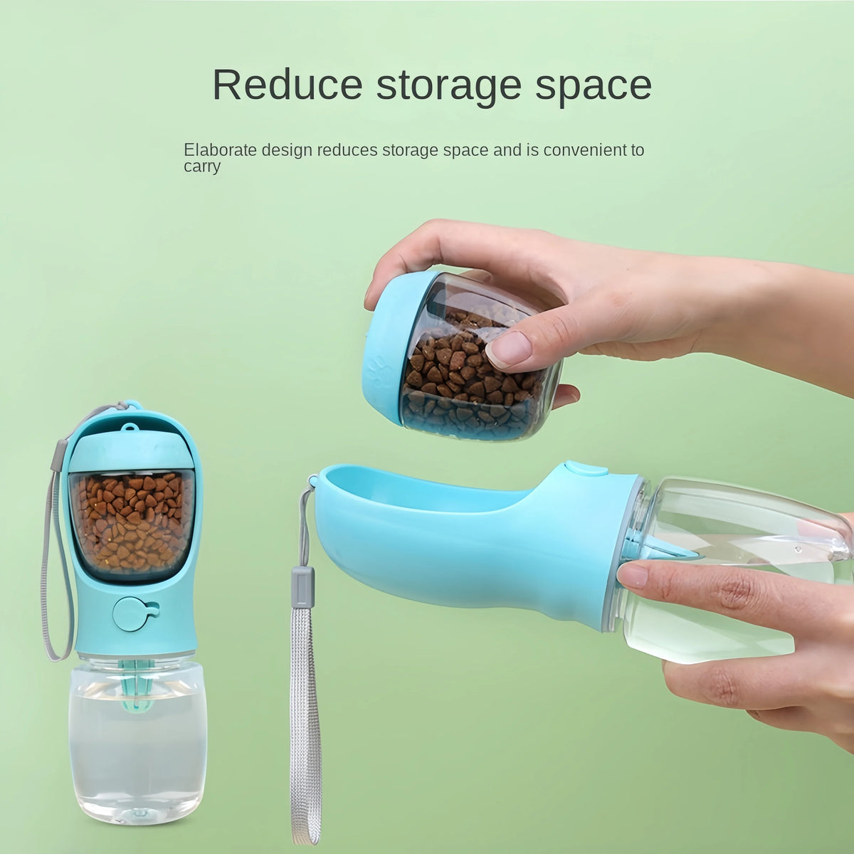 Portable Dog Cat Water Bottle with Storage Food and Water
