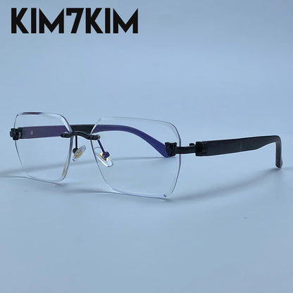 Square Rimless Photochromic Sunglasses Men Vintage