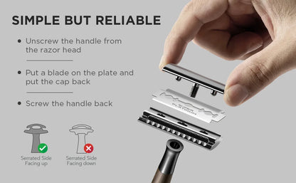 Advanced Double Edge Safety Razor Faux Wooden Handle