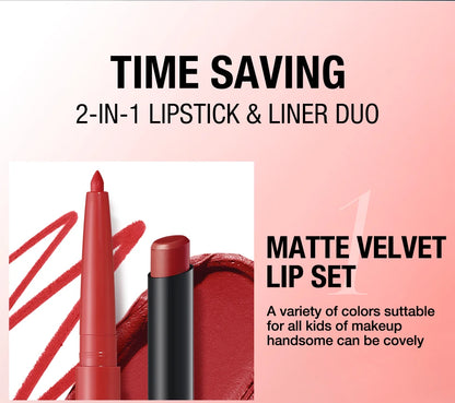 Integrated waterproof lipliner lipstick set