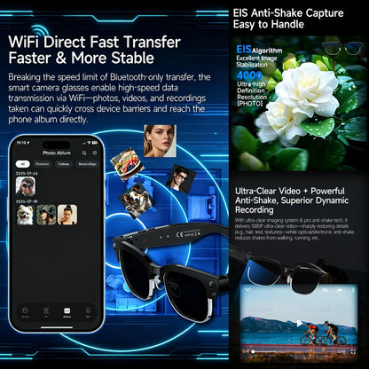 New 4K Ultra HD Color Change BT Call Smart Glasses AI Chat