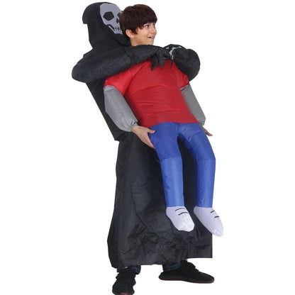 Adult Funny Inflatable Black Robe Mask Ghost Costume