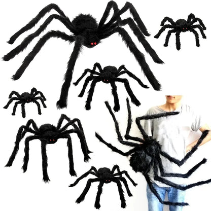 Halloween Plush Spider, 30-200cm Outdoor Giant Spider Decor Chamber Prank Black Spider