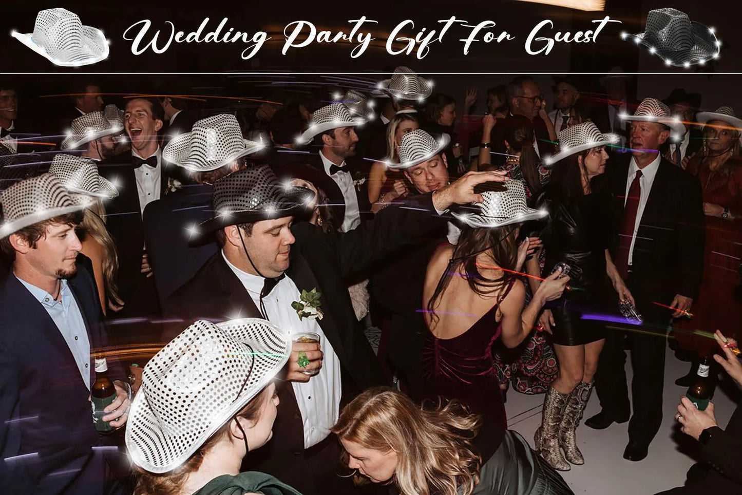 LED Cowboy Hats Wedding Hats Bulk Light up Cowboy Hats