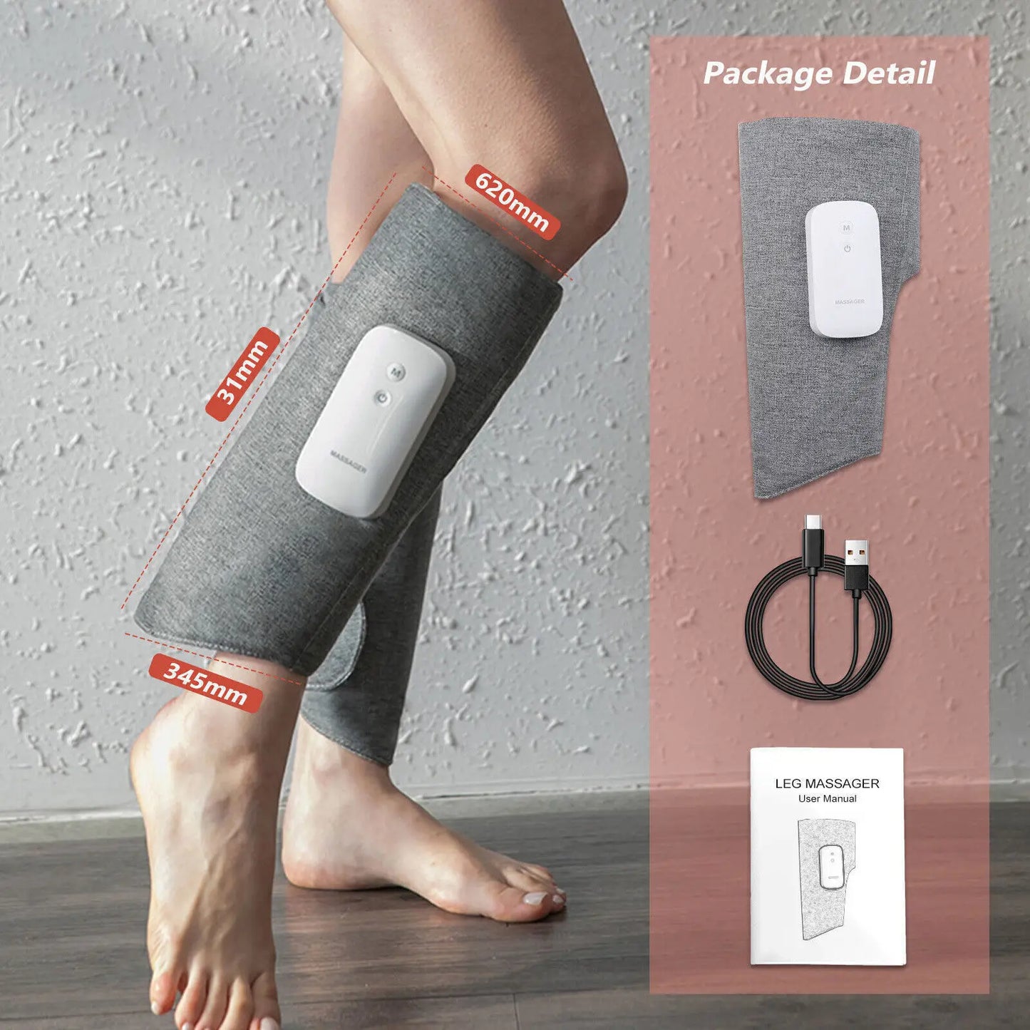Calf Massager Portable Leg Massager with Compression Heat