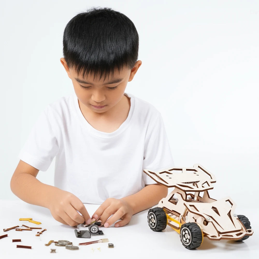 DIY Wooden Remote Control Car Mini Four-Wheel Drive