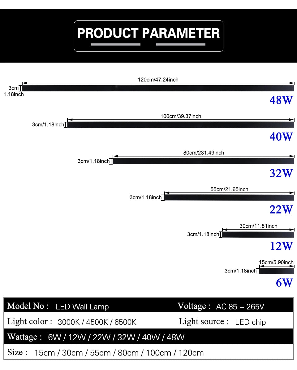 LED Lighting Wall Lamp IP65 Garden AC Long Wall Light