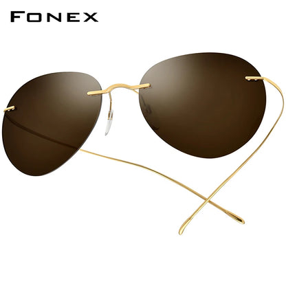 Titanium Rimless Sunglasses Men Ultralight Frameless