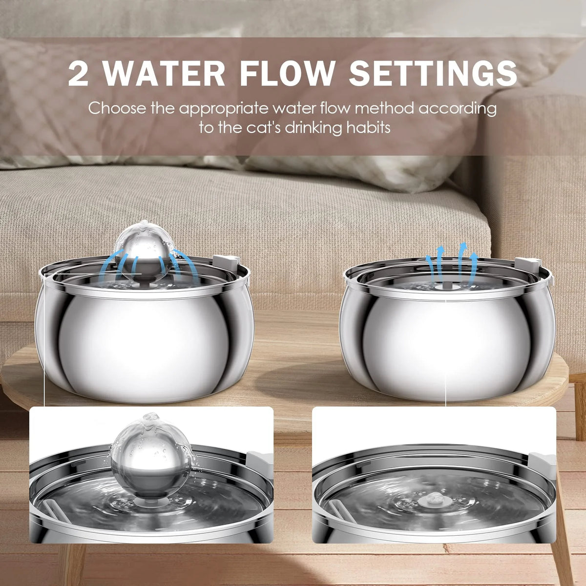 304 Stainless Steel Pet Water Fountain 4L/135 Oz with Faucet