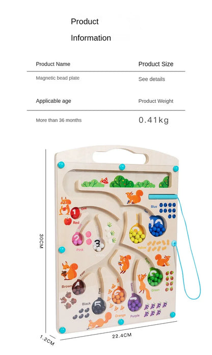 Children Magnetic Color and Number Maze Wooden Puzzle