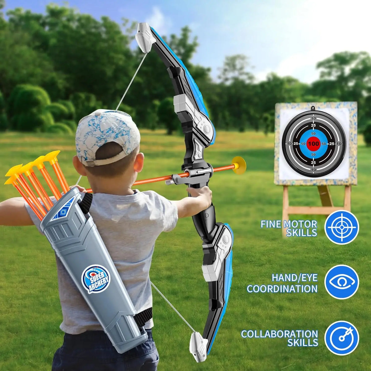 Bow and Arrow Set for Kids, LED Light Archery Playset