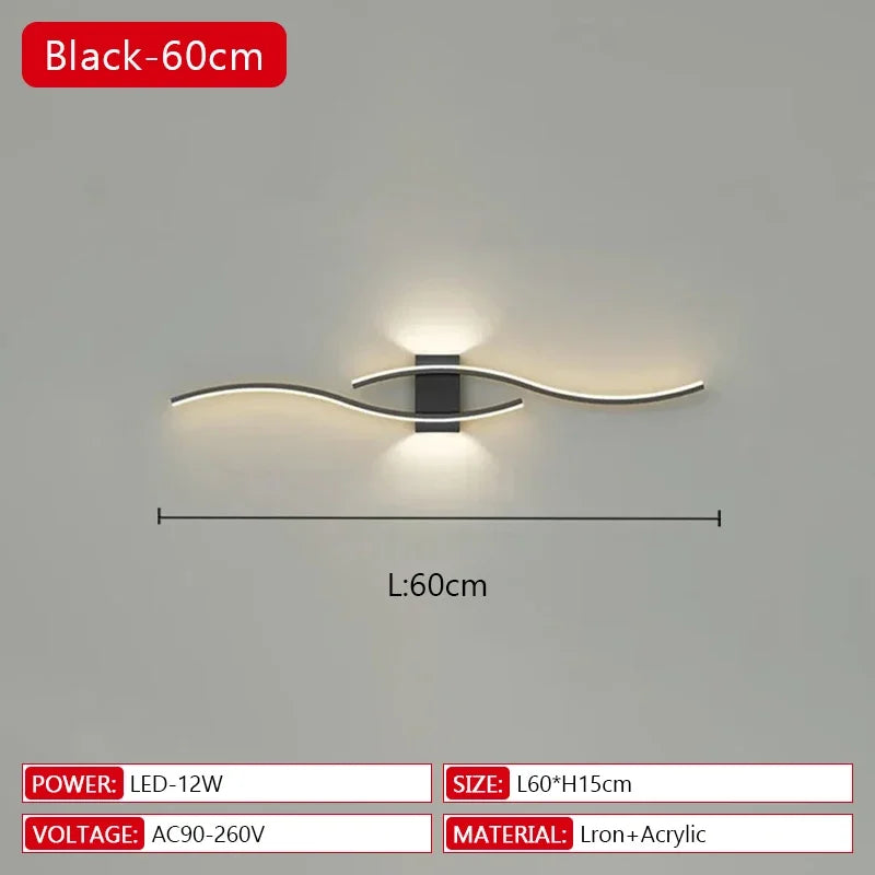 Long Strip LED Wall Lamp Modern Remote Control Dimming Living Roomdecor