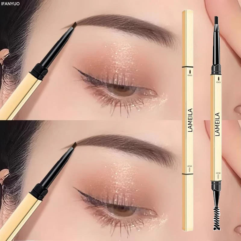 Double Head Eyebrow Pencil with Brush Waterproof Smooth