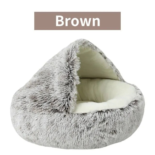 Soft Plush Pet Bed with Cover Round Cat Bed Mattress