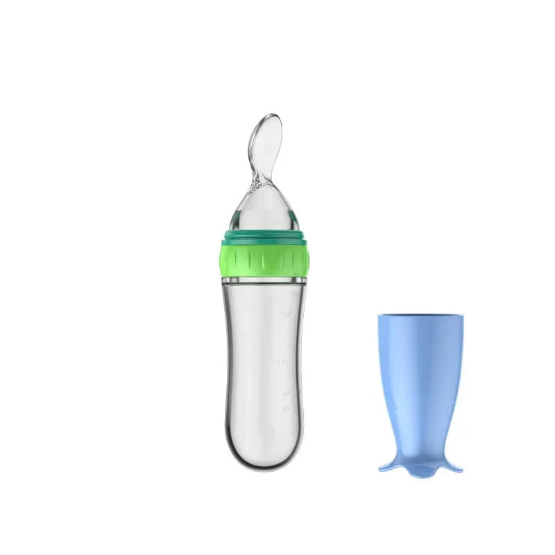 Safe Useful Silicone Baby Bottle with Spoon Food Supplement