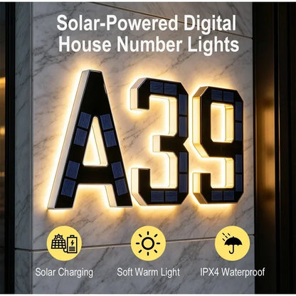 LED Solar House Number Light Waterproof Address Plate