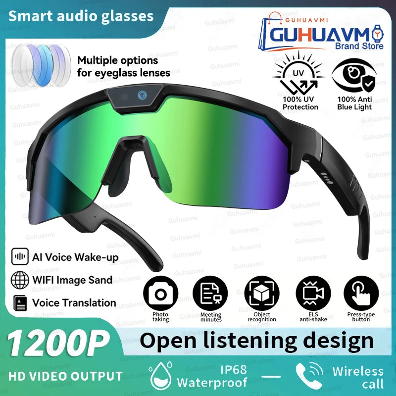 New AI Smart Sports Glasses with 1200P Camera