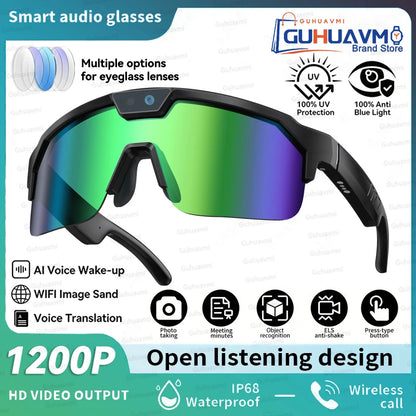 New AI Smart Sports Glasses with 1200P Camera