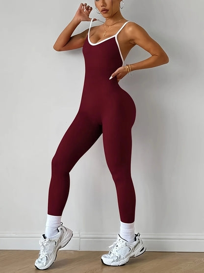 Girls Pink Sports Jumpsuit Running One Piece Bodysuit