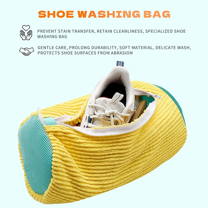 Shoe Washing Machine Bag with Liquid Shoe Brush Set